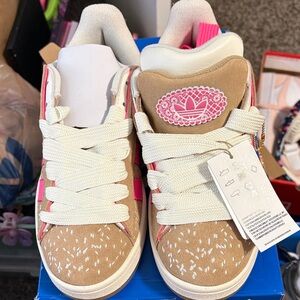 Kids Tan and Pink Sneakers
